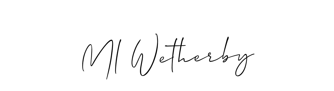 The best way (Allison_Script) to make a short signature is to pick only two or three words in your name. The name Ml Wetherby include a total of six letters. For converting this name. Ml Wetherby signature style 2 images and pictures png