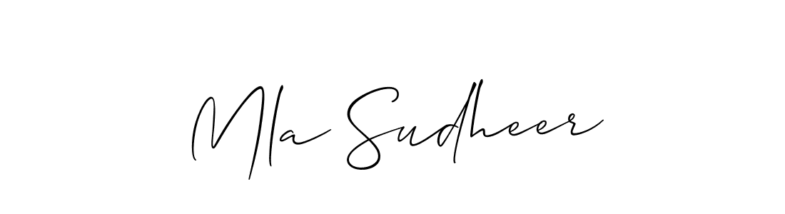 It looks lik you need a new signature style for name Mla Sudheer. Design unique handwritten (Allison_Script) signature with our free signature maker in just a few clicks. Mla Sudheer signature style 2 images and pictures png