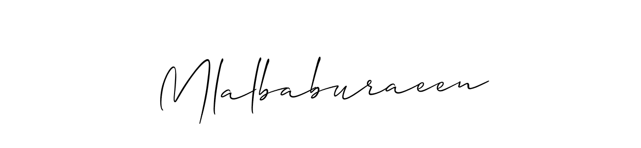 Allison_Script is a professional signature style that is perfect for those who want to add a touch of class to their signature. It is also a great choice for those who want to make their signature more unique. Get Mlalbaburaeen name to fancy signature for free. Mlalbaburaeen signature style 2 images and pictures png