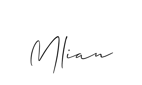 Allison_Script is a professional signature style that is perfect for those who want to add a touch of class to their signature. It is also a great choice for those who want to make their signature more unique. Get Mlian name to fancy signature for free. Mlian signature style 2 images and pictures png