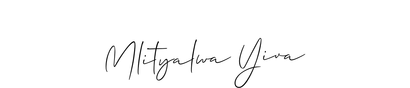 Make a beautiful signature design for name Mlityalwa Yiva. With this signature (Allison_Script) style, you can create a handwritten signature for free. Mlityalwa Yiva signature style 2 images and pictures png
