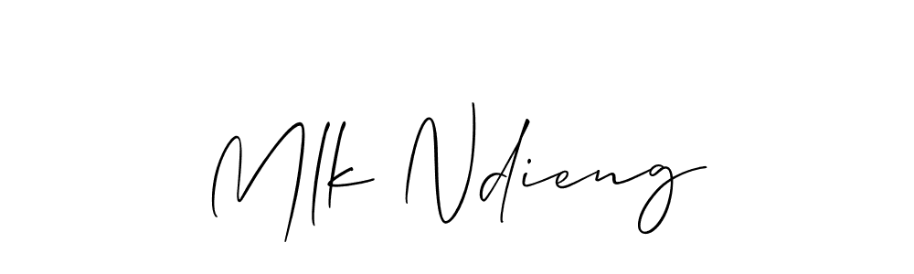 Make a beautiful signature design for name Mlk Ndieng. With this signature (Allison_Script) style, you can create a handwritten signature for free. Mlk Ndieng signature style 2 images and pictures png