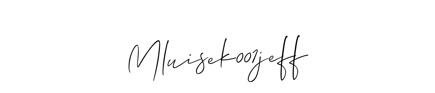 Similarly Allison_Script is the best handwritten signature design. Signature creator online .You can use it as an online autograph creator for name Mluisek001jeff. Mluisek001jeff signature style 2 images and pictures png