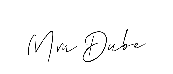 The best way (Allison_Script) to make a short signature is to pick only two or three words in your name. The name Mm Dube include a total of six letters. For converting this name. Mm Dube signature style 2 images and pictures png