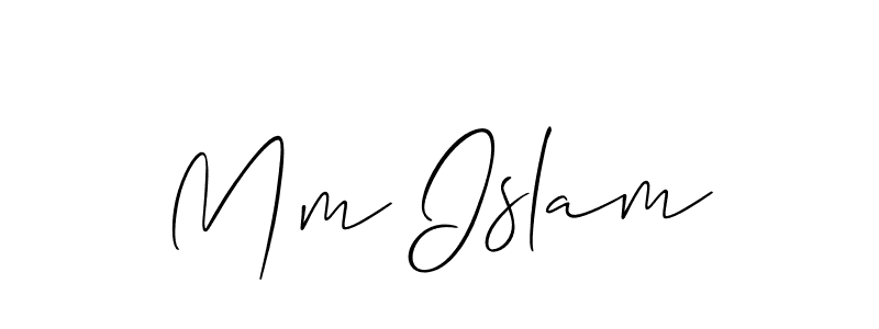 Use a signature maker to create a handwritten signature online. With this signature software, you can design (Allison_Script) your own signature for name Mm Islam. Mm Islam signature style 2 images and pictures png