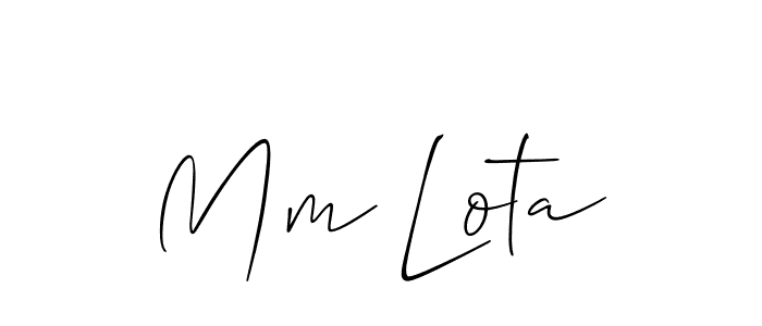 Check out images of Autograph of Mm Lota name. Actor Mm Lota Signature Style. Allison_Script is a professional sign style online. Mm Lota signature style 2 images and pictures png