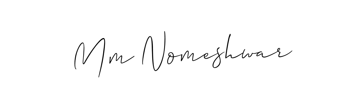 Allison_Script is a professional signature style that is perfect for those who want to add a touch of class to their signature. It is also a great choice for those who want to make their signature more unique. Get Mm Nomeshwar name to fancy signature for free. Mm Nomeshwar signature style 2 images and pictures png