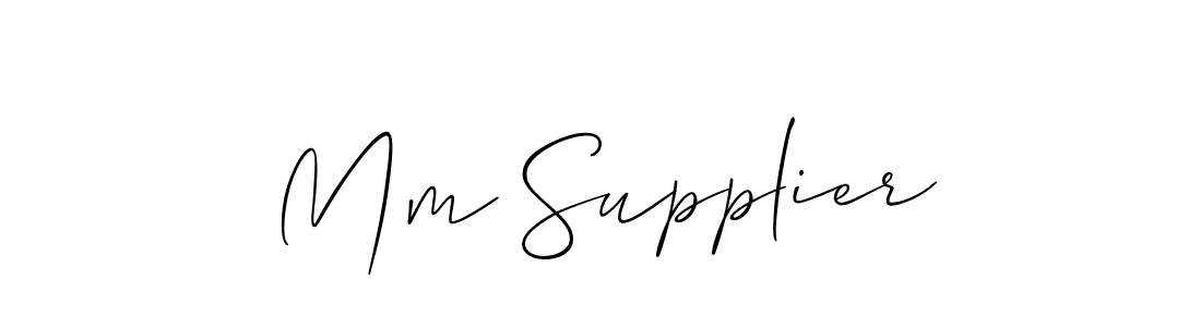 The best way (Allison_Script) to make a short signature is to pick only two or three words in your name. The name Mm Supplier include a total of six letters. For converting this name. Mm Supplier signature style 2 images and pictures png