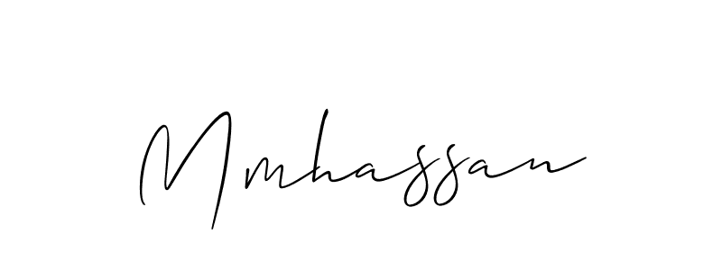 Use a signature maker to create a handwritten signature online. With this signature software, you can design (Allison_Script) your own signature for name Mmhassan. Mmhassan signature style 2 images and pictures png