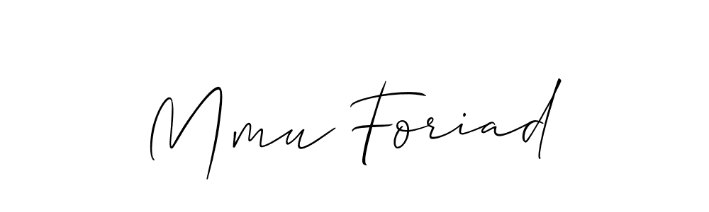Make a short Mmu Foriad signature style. Manage your documents anywhere anytime using Allison_Script. Create and add eSignatures, submit forms, share and send files easily. Mmu Foriad signature style 2 images and pictures png