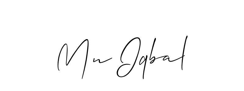 Create a beautiful signature design for name Mn Iqbal. With this signature (Allison_Script) fonts, you can make a handwritten signature for free. Mn Iqbal signature style 2 images and pictures png