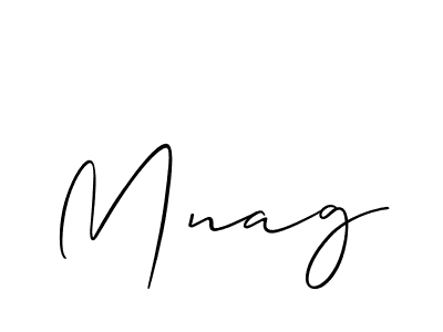 The best way (Allison_Script) to make a short signature is to pick only two or three words in your name. The name Mnag include a total of six letters. For converting this name. Mnag signature style 2 images and pictures png