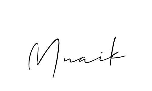 Use a signature maker to create a handwritten signature online. With this signature software, you can design (Allison_Script) your own signature for name Mnaik. Mnaik signature style 2 images and pictures png