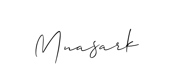 Make a beautiful signature design for name Mnasark. With this signature (Allison_Script) style, you can create a handwritten signature for free. Mnasark signature style 2 images and pictures png