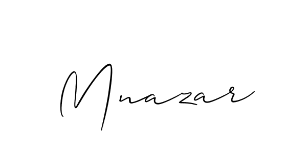 Design your own signature with our free online signature maker. With this signature software, you can create a handwritten (Allison_Script) signature for name Mnazar. Mnazar signature style 2 images and pictures png