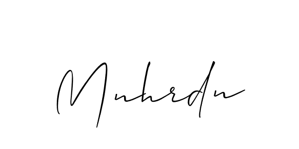 Use a signature maker to create a handwritten signature online. With this signature software, you can design (Allison_Script) your own signature for name Mnhrdn. Mnhrdn signature style 2 images and pictures png