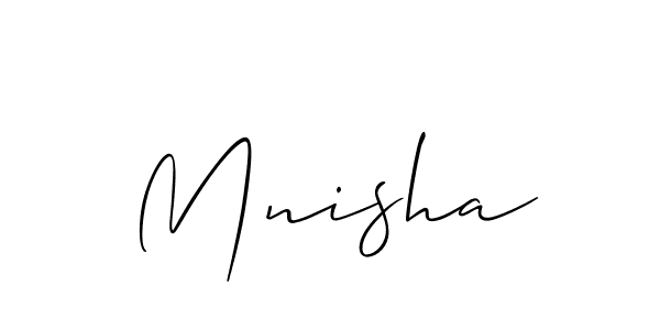 Design your own signature with our free online signature maker. With this signature software, you can create a handwritten (Allison_Script) signature for name Mnisha. Mnisha signature style 2 images and pictures png
