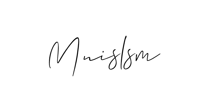 Allison_Script is a professional signature style that is perfect for those who want to add a touch of class to their signature. It is also a great choice for those who want to make their signature more unique. Get Mnislsm name to fancy signature for free. Mnislsm signature style 2 images and pictures png