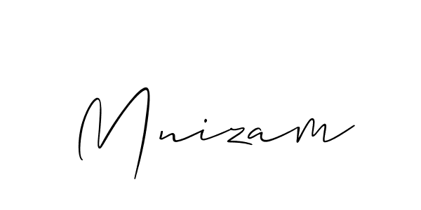 It looks lik you need a new signature style for name Mnizam. Design unique handwritten (Allison_Script) signature with our free signature maker in just a few clicks. Mnizam signature style 2 images and pictures png