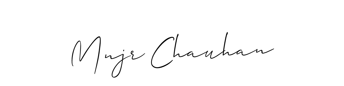 Allison_Script is a professional signature style that is perfect for those who want to add a touch of class to their signature. It is also a great choice for those who want to make their signature more unique. Get Mnjr Chauhan name to fancy signature for free. Mnjr Chauhan signature style 2 images and pictures png