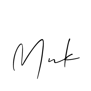 Make a beautiful signature design for name Mnk. With this signature (Allison_Script) style, you can create a handwritten signature for free. Mnk signature style 2 images and pictures png