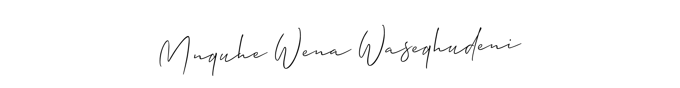Allison_Script is a professional signature style that is perfect for those who want to add a touch of class to their signature. It is also a great choice for those who want to make their signature more unique. Get Mnquhe Wena Waseqhudeni name to fancy signature for free. Mnquhe Wena Waseqhudeni signature style 2 images and pictures png