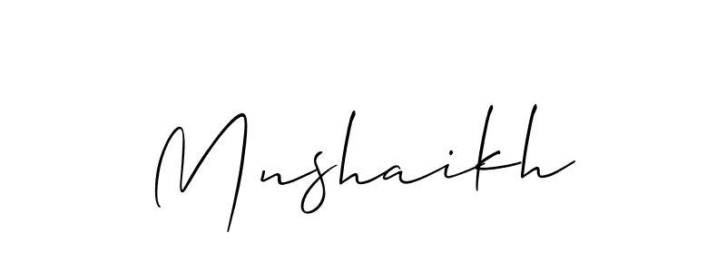 How to Draw Mnshaikh signature style? Allison_Script is a latest design signature styles for name Mnshaikh. Mnshaikh signature style 2 images and pictures png