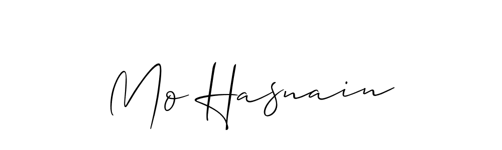 How to make Mo Hasnain name signature. Use Allison_Script style for creating short signs online. This is the latest handwritten sign. Mo Hasnain signature style 2 images and pictures png