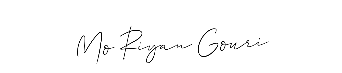 How to make Mo Riyan Gouri name signature. Use Allison_Script style for creating short signs online. This is the latest handwritten sign. Mo Riyan Gouri signature style 2 images and pictures png