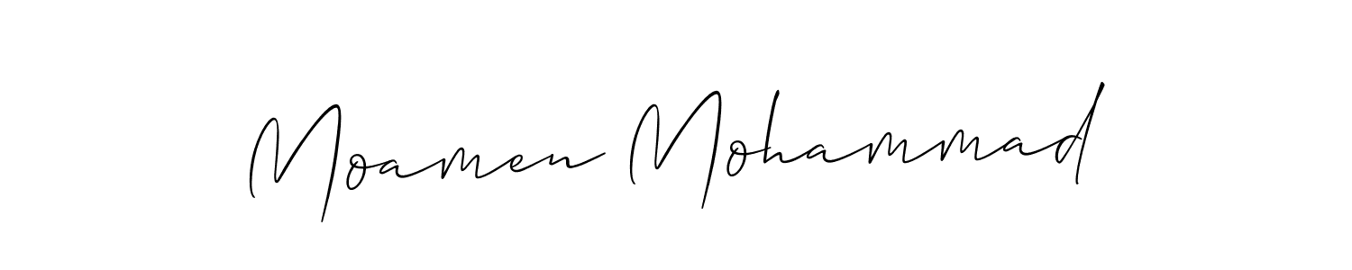 Moamen Mohammad stylish signature style. Best Handwritten Sign (Allison_Script) for my name. Handwritten Signature Collection Ideas for my name Moamen Mohammad. Moamen Mohammad signature style 2 images and pictures png