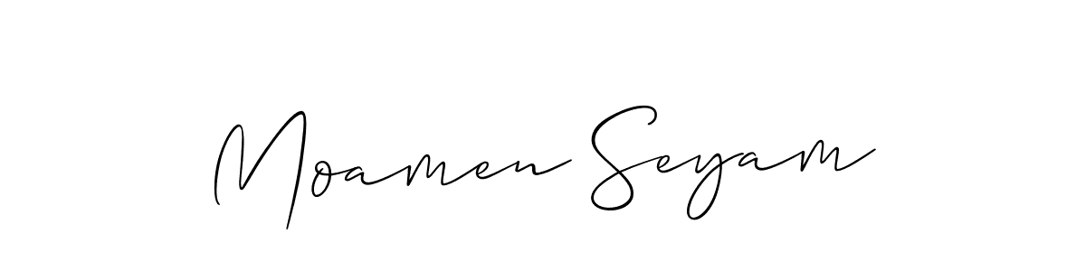 How to Draw Moamen Seyam signature style? Allison_Script is a latest design signature styles for name Moamen Seyam. Moamen Seyam signature style 2 images and pictures png