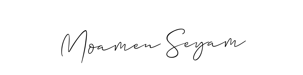 Similarly Allison_Script is the best handwritten signature design. Signature creator online .You can use it as an online autograph creator for name Moamen Seyam. Moamen Seyam signature style 2 images and pictures png