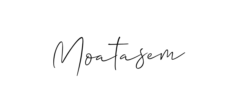 The best way (Allison_Script) to make a short signature is to pick only two or three words in your name. The name Moatasem include a total of six letters. For converting this name. Moatasem signature style 2 images and pictures png