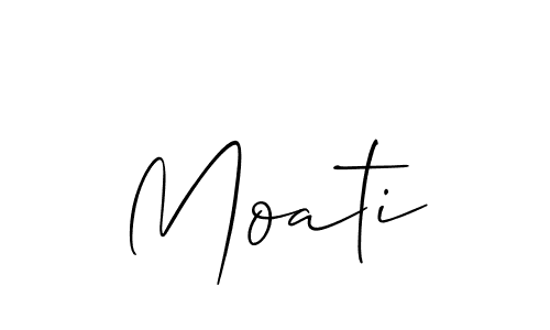 The best way (Allison_Script) to make a short signature is to pick only two or three words in your name. The name Moati include a total of six letters. For converting this name. Moati signature style 2 images and pictures png