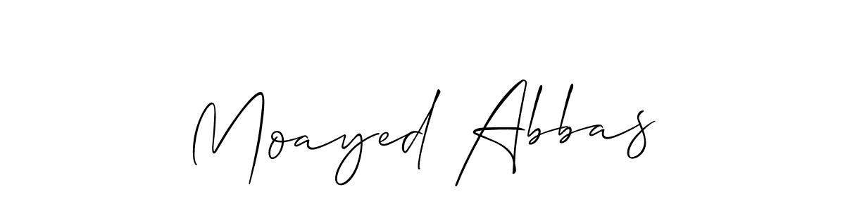 Moayed Abbas stylish signature style. Best Handwritten Sign (Allison_Script) for my name. Handwritten Signature Collection Ideas for my name Moayed Abbas. Moayed Abbas signature style 2 images and pictures png