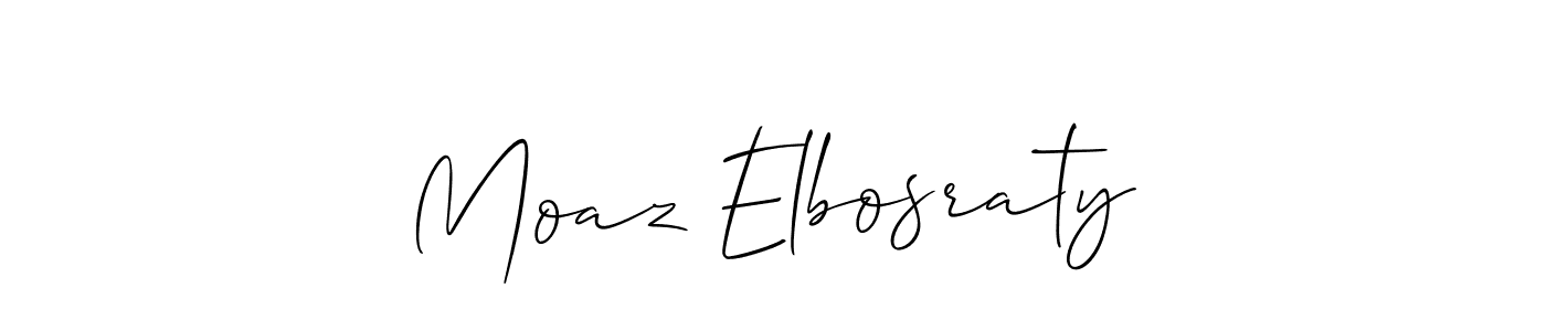 Make a short Moaz Elbosraty signature style. Manage your documents anywhere anytime using Allison_Script. Create and add eSignatures, submit forms, share and send files easily. Moaz Elbosraty signature style 2 images and pictures png