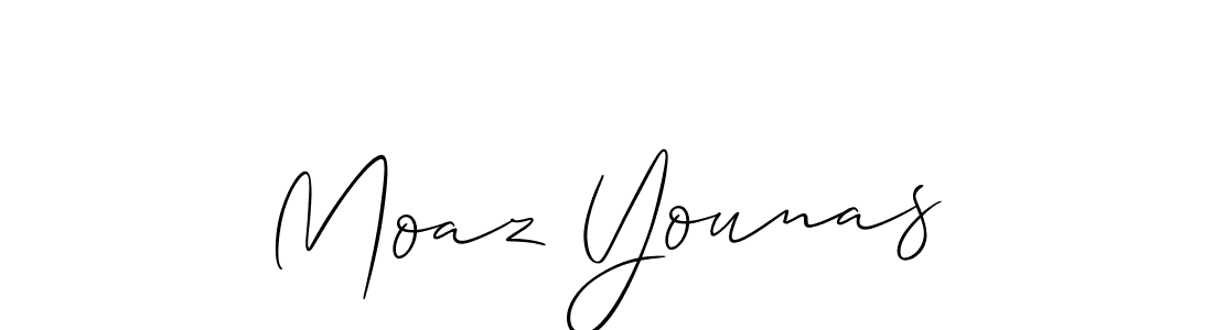 Make a beautiful signature design for name Moaz Younas. With this signature (Allison_Script) style, you can create a handwritten signature for free. Moaz Younas signature style 2 images and pictures png