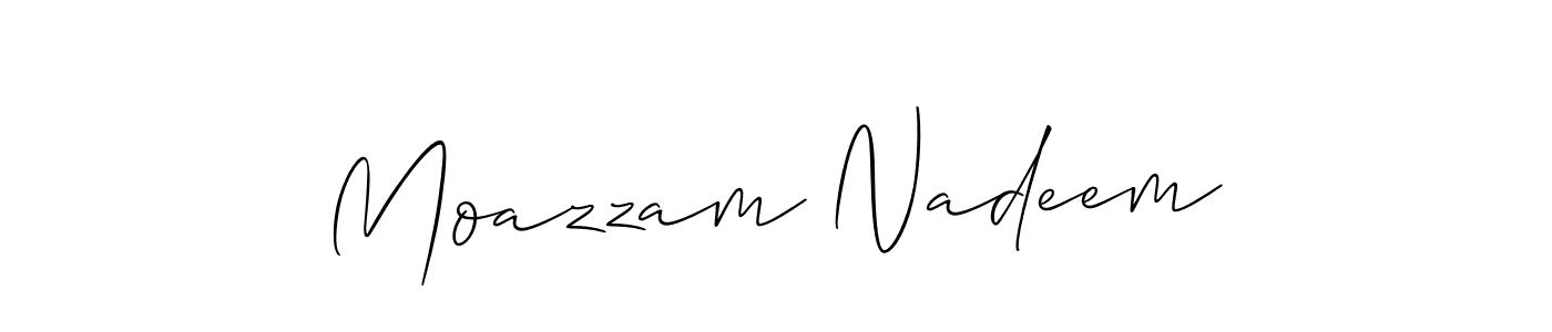 Use a signature maker to create a handwritten signature online. With this signature software, you can design (Allison_Script) your own signature for name Moazzam Nadeem. Moazzam Nadeem signature style 2 images and pictures png