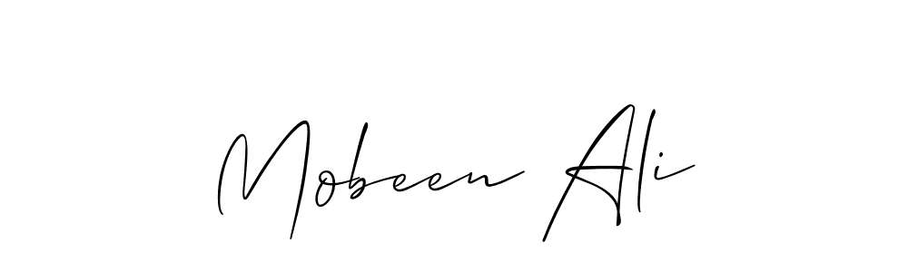 Make a beautiful signature design for name Mobeen Ali. With this signature (Allison_Script) style, you can create a handwritten signature for free. Mobeen Ali signature style 2 images and pictures png
