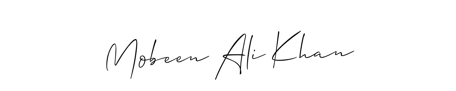 Also we have Mobeen Ali Khan name is the best signature style. Create professional handwritten signature collection using Allison_Script autograph style. Mobeen Ali Khan signature style 2 images and pictures png