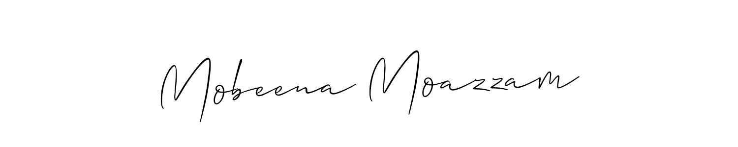 You should practise on your own different ways (Allison_Script) to write your name (Mobeena Moazzam) in signature. don't let someone else do it for you. Mobeena Moazzam signature style 2 images and pictures png