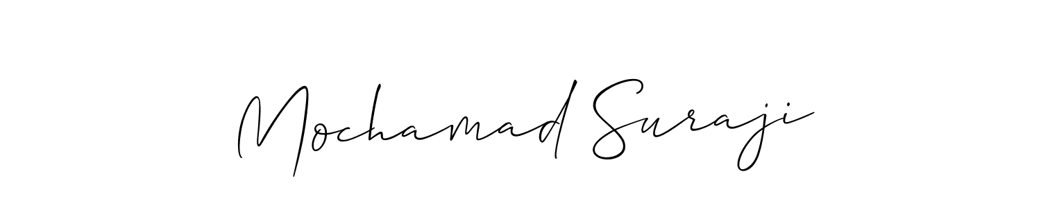 How to make Mochamad Suraji name signature. Use Allison_Script style for creating short signs online. This is the latest handwritten sign. Mochamad Suraji signature style 2 images and pictures png