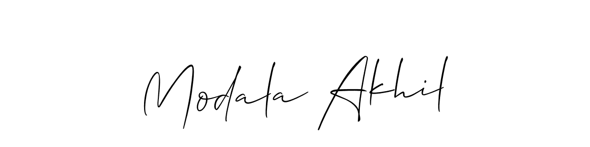 Also You can easily find your signature by using the search form. We will create Modala Akhil name handwritten signature images for you free of cost using Allison_Script sign style. Modala Akhil signature style 2 images and pictures png