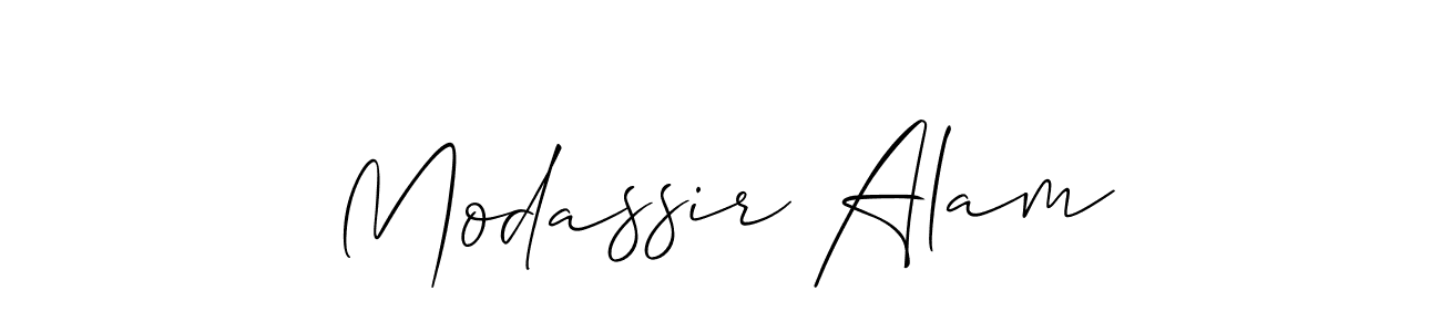 Make a beautiful signature design for name Modassir Alam. With this signature (Allison_Script) style, you can create a handwritten signature for free. Modassir Alam signature style 2 images and pictures png