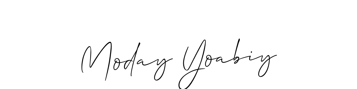 Create a beautiful signature design for name Moday Yoabiy. With this signature (Allison_Script) fonts, you can make a handwritten signature for free. Moday Yoabiy signature style 2 images and pictures png