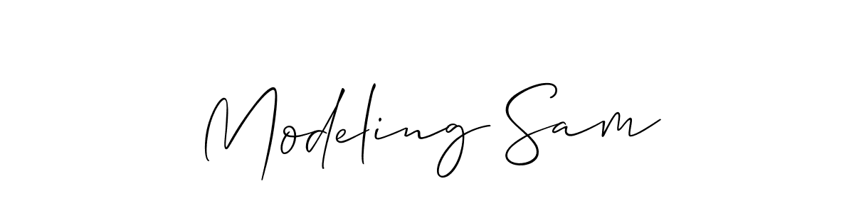 It looks lik you need a new signature style for name Modeling Sam. Design unique handwritten (Allison_Script) signature with our free signature maker in just a few clicks. Modeling Sam signature style 2 images and pictures png