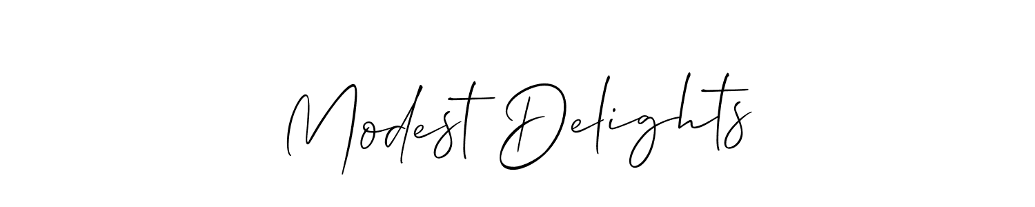 Similarly Allison_Script is the best handwritten signature design. Signature creator online .You can use it as an online autograph creator for name Modest Delights. Modest Delights signature style 2 images and pictures png