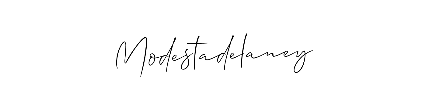 Also You can easily find your signature by using the search form. We will create Modestadelaney name handwritten signature images for you free of cost using Allison_Script sign style. Modestadelaney signature style 2 images and pictures png