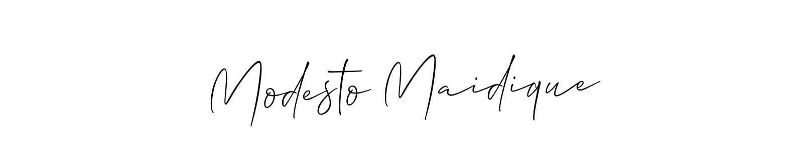 Allison_Script is a professional signature style that is perfect for those who want to add a touch of class to their signature. It is also a great choice for those who want to make their signature more unique. Get Modesto Maidique name to fancy signature for free. Modesto Maidique signature style 2 images and pictures png