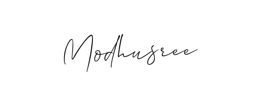 Use a signature maker to create a handwritten signature online. With this signature software, you can design (Allison_Script) your own signature for name Modhusree. Modhusree signature style 2 images and pictures png